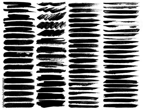 Big set of brush strokes  Black ink grunge brush strokes. Vector illustration.