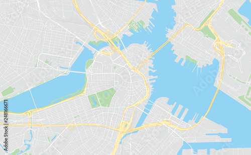 Boston, Massachusetts, classic colors, printable map