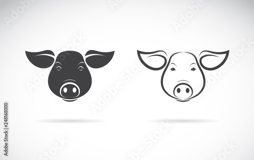 Vector of a pigs head design on a white background. Farm animals. Pig logo or icon. Easy editable layered vector illustration.