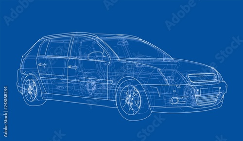 Concept car. Vector rendering of 3d