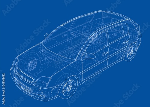 Concept car. Vector rendering of 3d