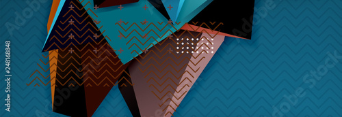 3d triangular shapes geometric background. Origami style pattern with triange shapes for decorative design. Poster design. Line design. Modern presentation template