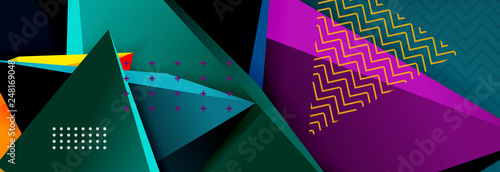 3d triangular shapes geometric background. Origami style pattern with triange shapes for decorative design. Poster design. Line design. Modern presentation template