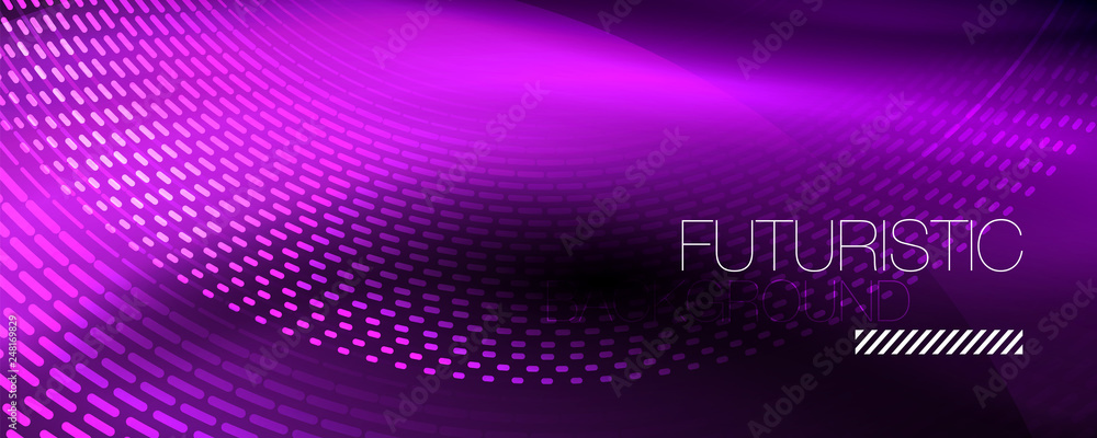 Glowing light particles in dark neon space, magic glow shiny abstract background Glowing light particles in dark neon space, magic glow shiny abstract background