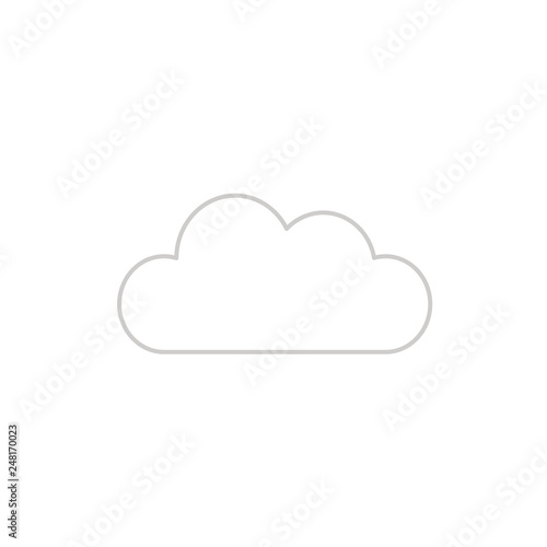 Flat design style vector of cloud symbol icon on white. White and colored outlines.
