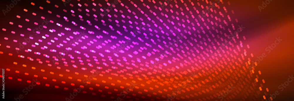 Glowing light particles in dark neon space, magic glow shiny abstract background Glowing light particles in dark neon space, magic glow shiny abstract background