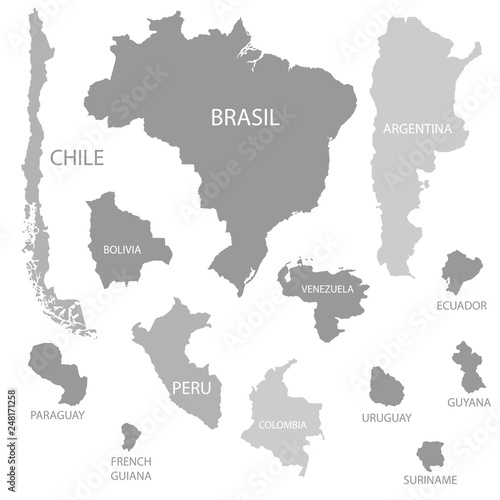 South America countries maps set