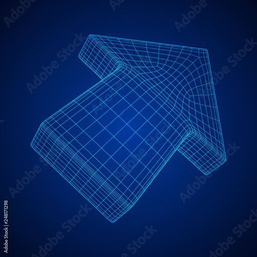 Arrow wireframe low poly mesh vector illustration