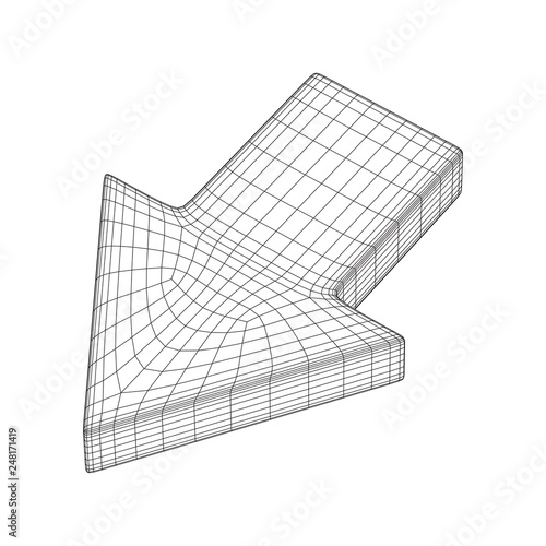 Arrow wireframe low poly mesh vector illustration
