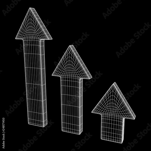 Arrow wireframe low poly mesh vector illustration