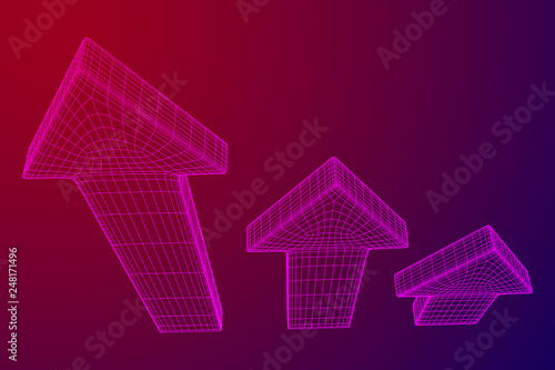 Arrow wireframe low poly mesh vector illustration