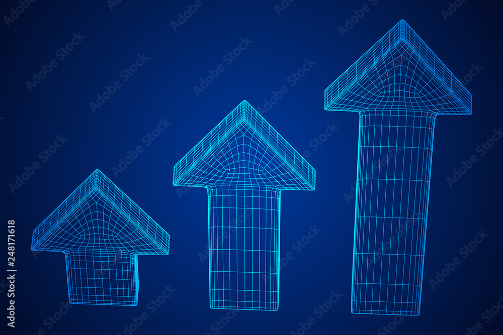 Arrow wireframe low poly mesh vector illustration Arrow wireframe low poly mesh vector illustration