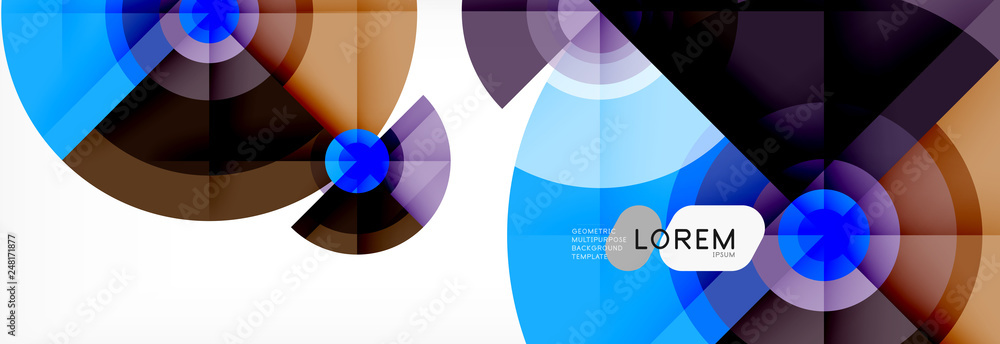 Minimal geometric circles and triangles abstract background, techno modern design, poster template Minimal geometric circles and triangles abstract background, techno modern design, poster template