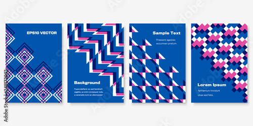 Set of Geometric Colorful Templates. Diagonal Layout. Multiply Blend Mode. EPS 10 Vector.