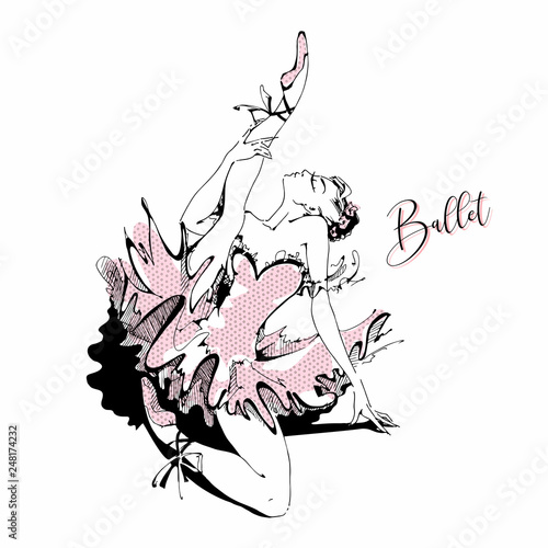 Ballerina in a pink tutu art graphics .