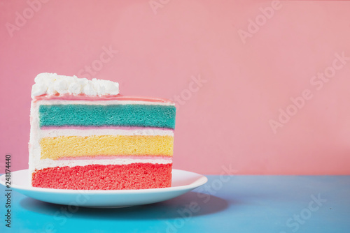 layer rainbow cake pastel color photo