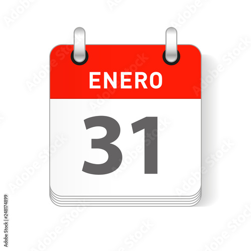 Enero 31, January 31 Calendar Date Design