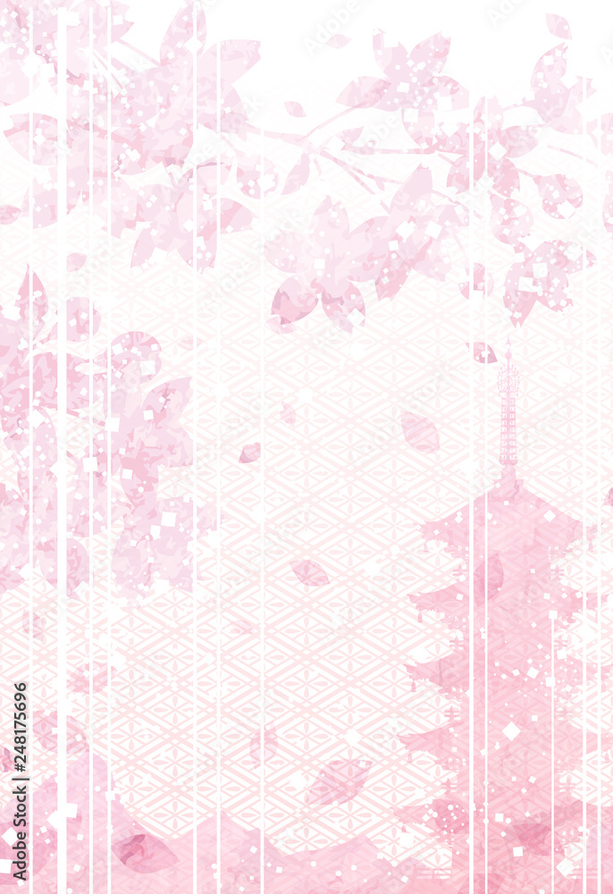 桜　さくら　菱形模様　背景　素材