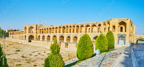 Panorama of Khaju bridge, Isfahan, Iran photo