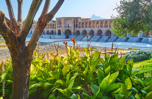 The flower beds in Moshtagh park, Isfahan, Iran photo