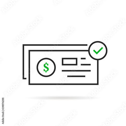 linear bank check icon like payment