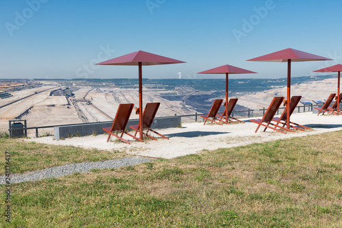 Photos Viewpoint with seats and information panels near Hambach mine Germany