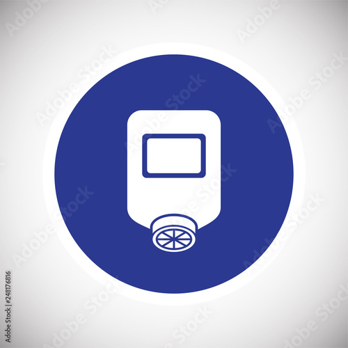 Steel making mask sign on blue background icon