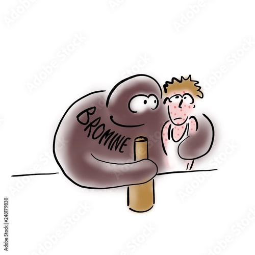 Bromine and halogen acne