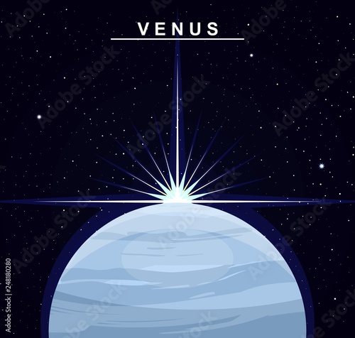 Image of the planet Venus. The second planet of the solar system. Science and education. Flat style. Cartoon.