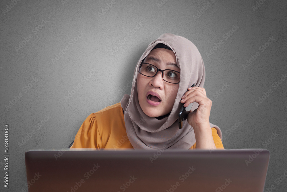 Businesswoman Shocked Expression, Receiving Bad News on The Phone