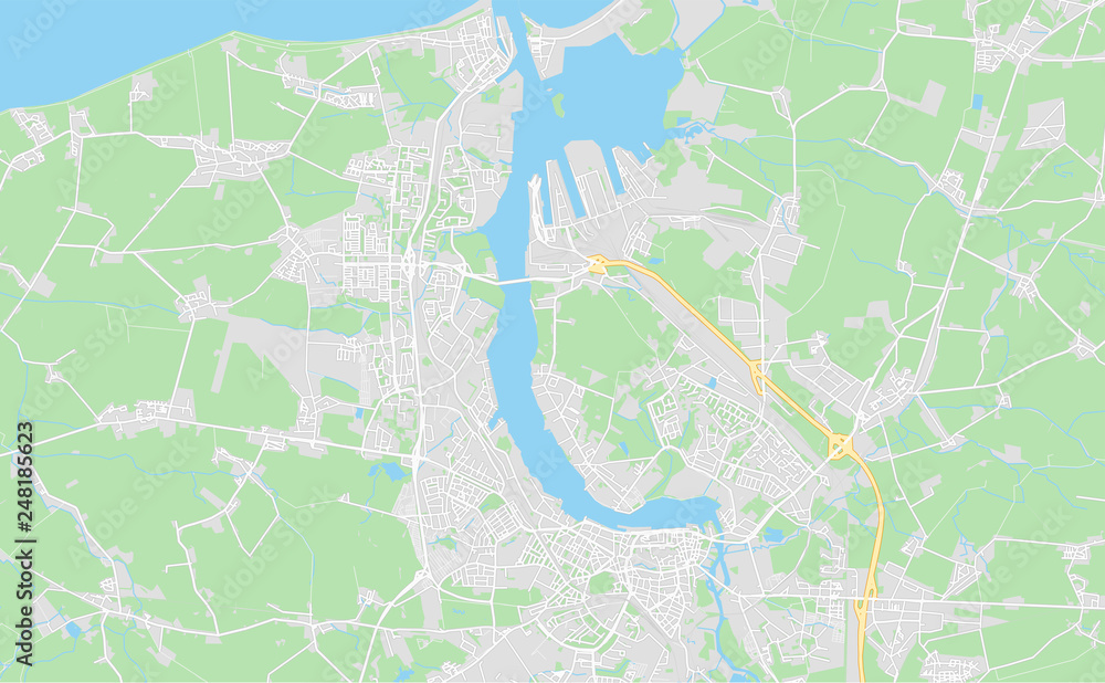 Rostock, Germany, printable map