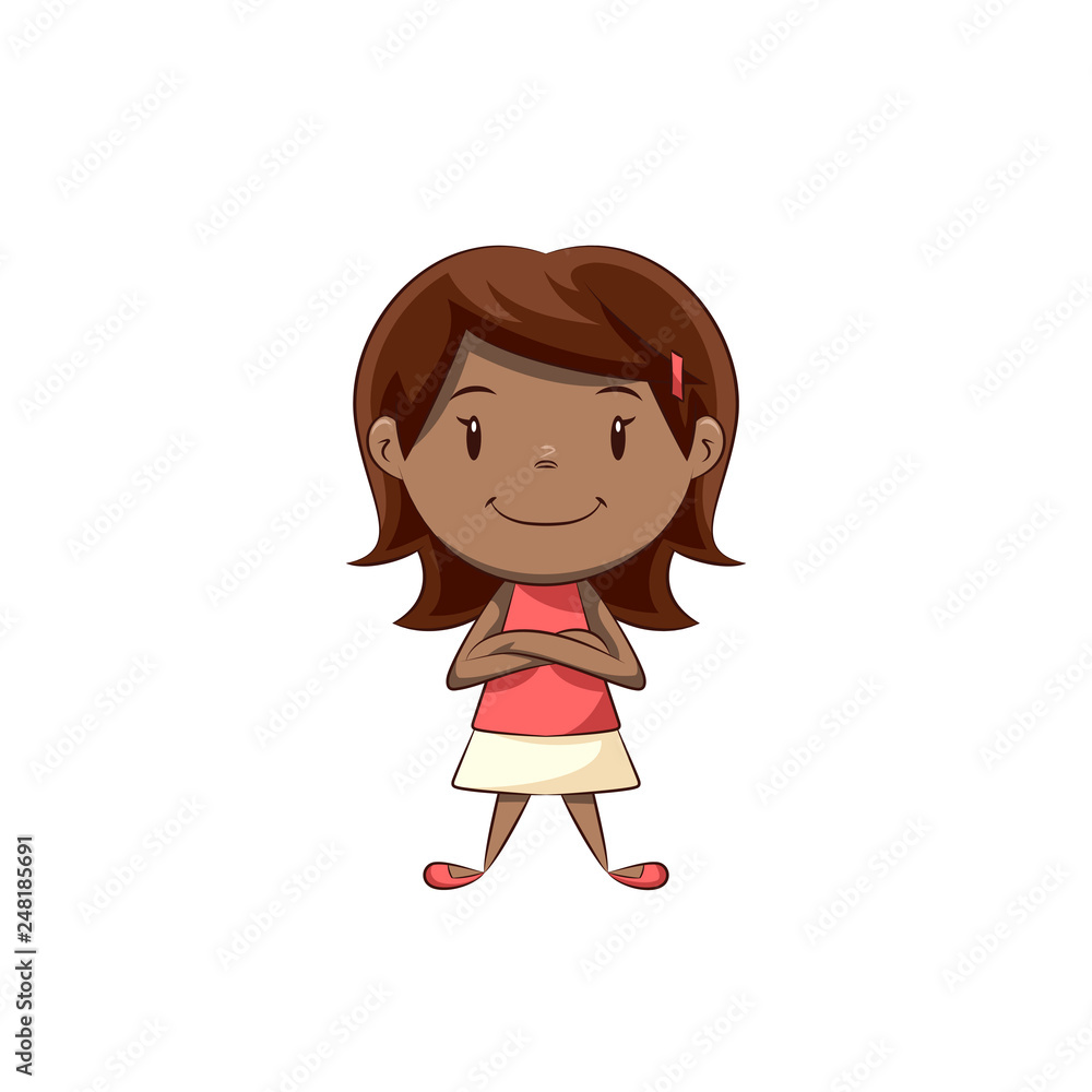 Happy little girl crossed arms
