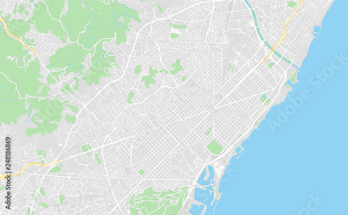 Barcelona, Spain, printable map