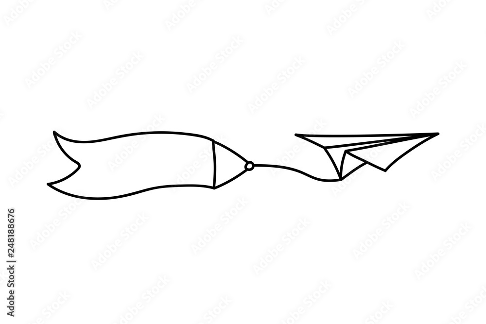 Vector paper airplane and blank advertising banner Vector paper airplane and blank advertising banner
