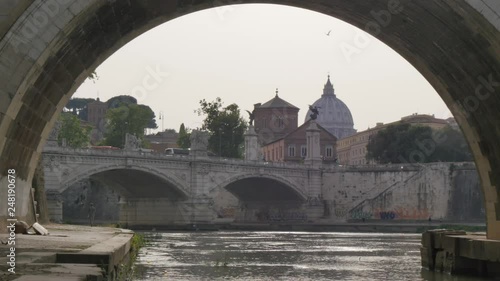 River Tiber, St PeterA�€™s Cathedral & Ponte Sant Angelo, Rome, Lazio, Italy, Europe photo