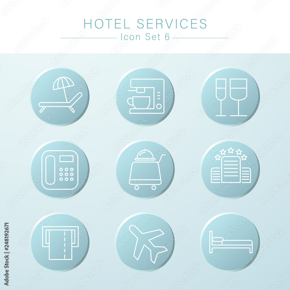 Hotel Services minimal icon set : Vector Illustration Hotel Services minimal icon set : Vector Illustration