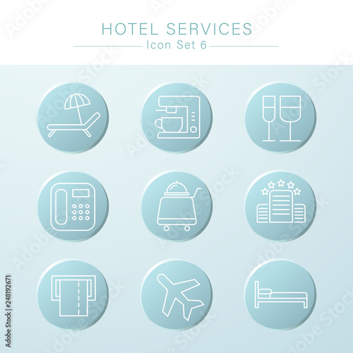 Hotel Services minimal icon set : Vector Illustration