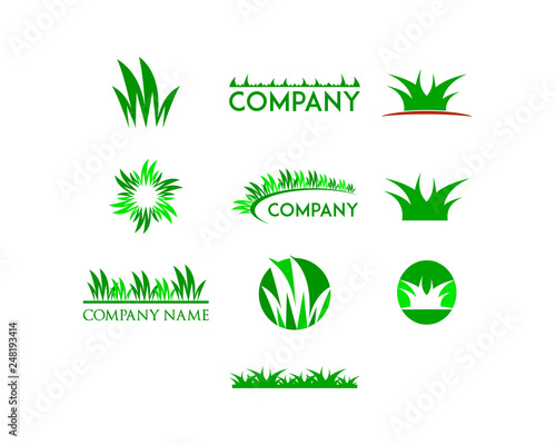 Set of Grass logo design template