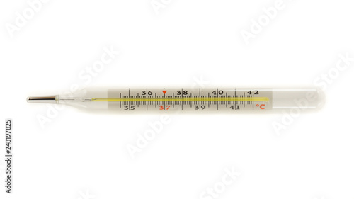 Thermometer 38°C on white background