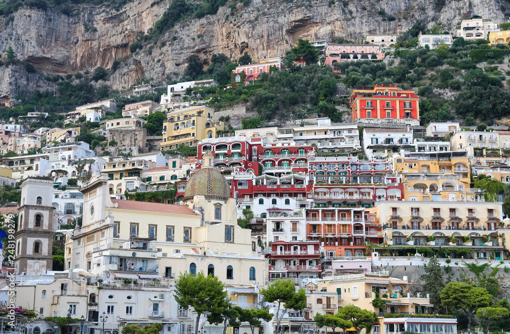 General view of Positano Town in Naples, Italy