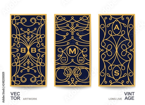 Set of banners with vintage decoration