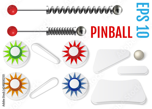 Pinball set. Bumpers and flippers mockup kit.