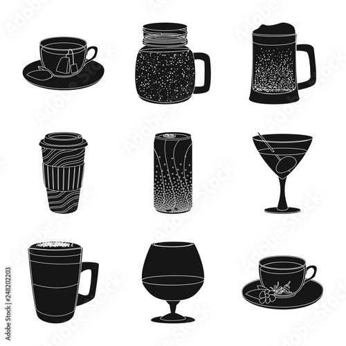 Vector design of drink and bar symbol. Collection of drink and party stock symbol for web.