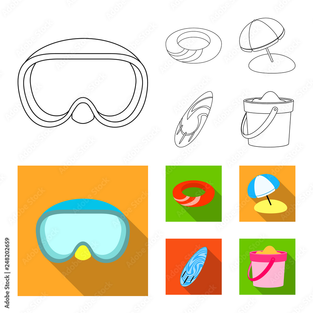 Isolated object of equipment and swimming icon. Collection of equipment and activity stock symbol for web.