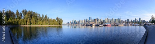 Panorama View of Stanley Park Seawall in Vancouver  Canada. Top attraction in Vancouver.