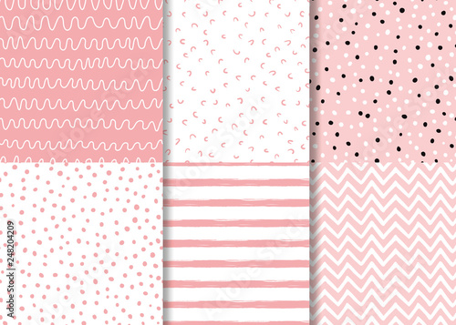 Pink seamless pattern drawn hand drawn kids style. Childish simple background vector