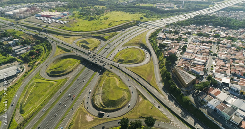 Aerial image of the viaduct on the highway, Campinas SP Brazil photo
