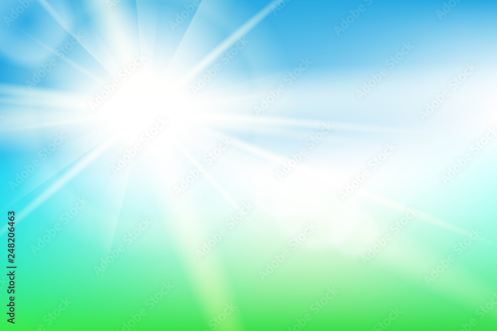 Nature sunny abstract summer background with sun