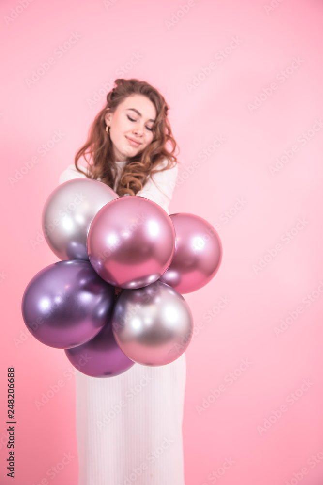 custom made wallpaper toronto digitalYoung girl with balls on a colored background