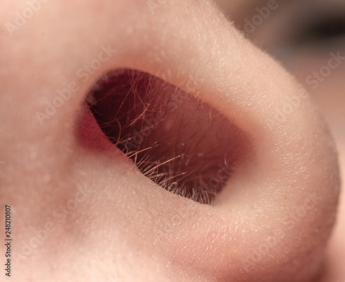woman nostril macro 